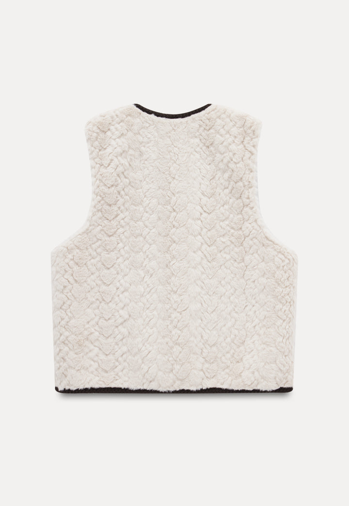 Faux Shearling Button-Up Vest