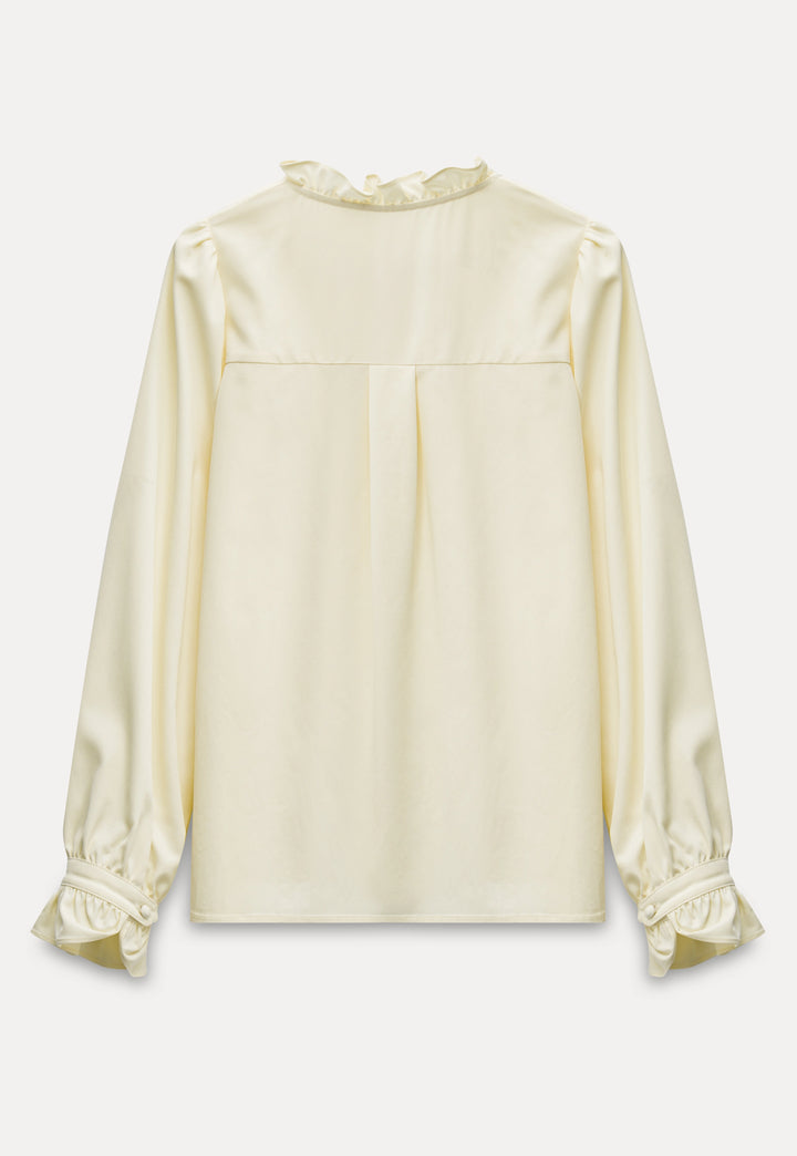 Ruffled Stand Collar Shirt