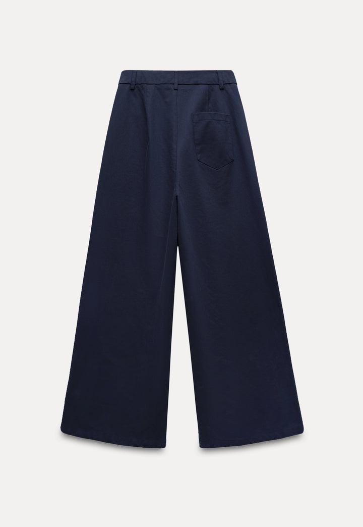 Chic Navy Wide-Leg Trousers for Effortless Style