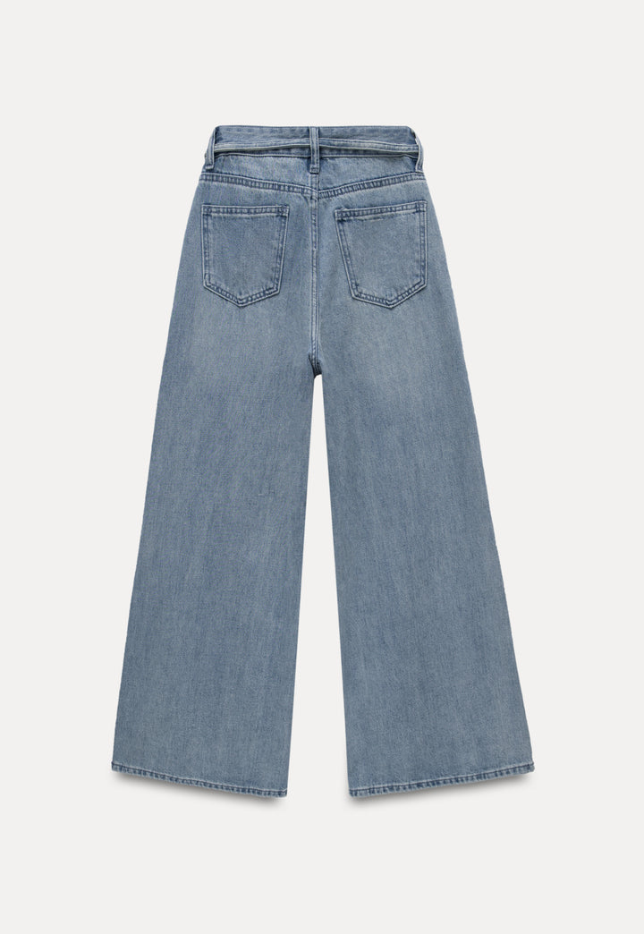 Women's Wide-Leg Relaxed Washed Denim Jeans