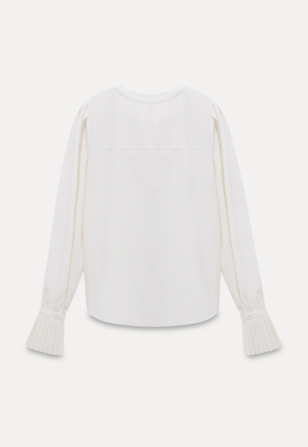 Pleated Sleeve Tie-Neck Long Sleeve Blouse