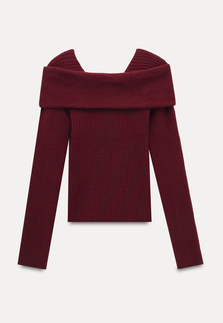 Women's Bow Tie Square Neck Fitted Sweater