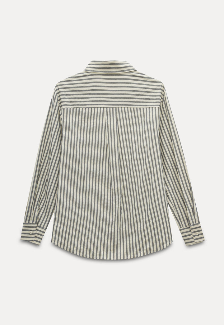 Women's Striped Long-Sleeve Button-Up Shirt