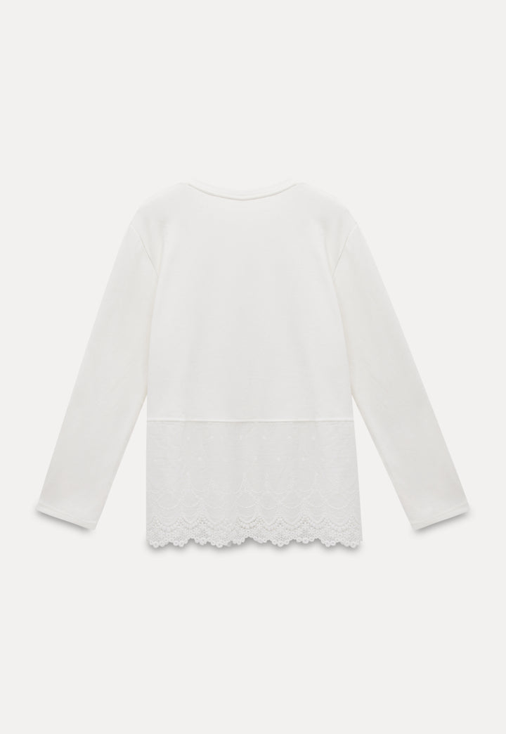 Women's Long-Sleeve White Lace Top