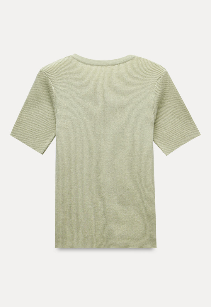 Short-Sleeve Ribbed Henley Top