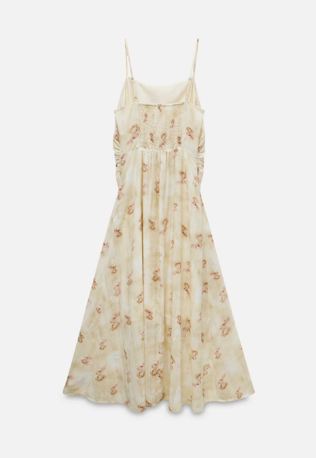 Floral Satin Ruched Slip Dress