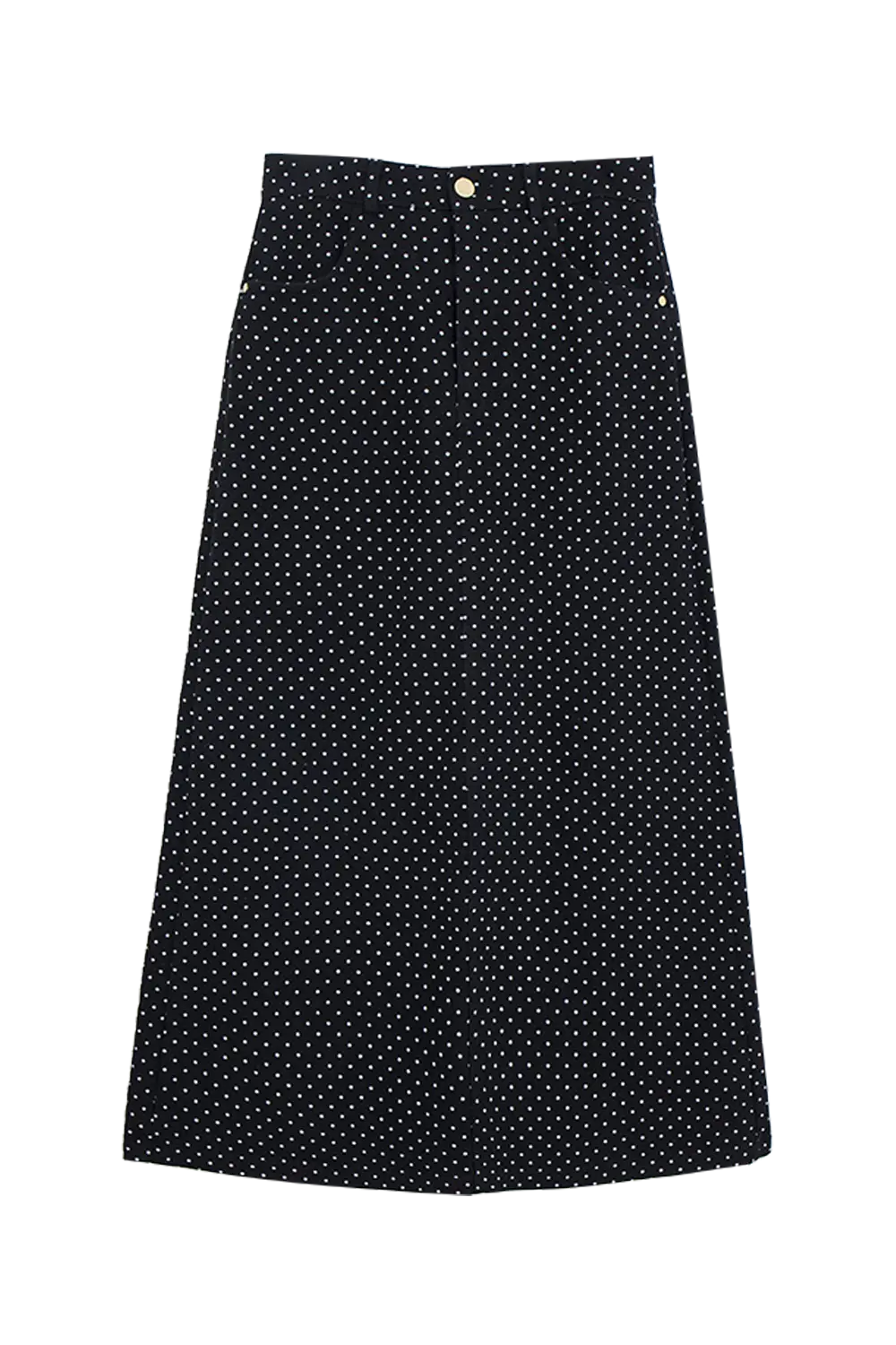 Chic Polka Dot A-Line Midi Skirt