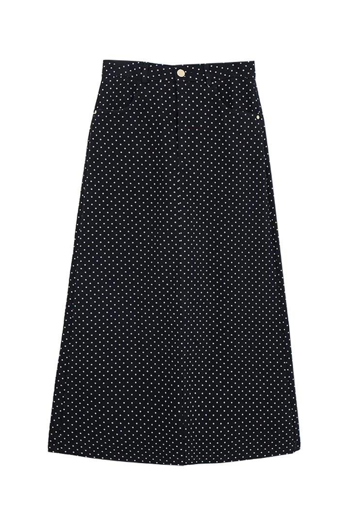 Chic Polka Dot A-Line Midi Skirt