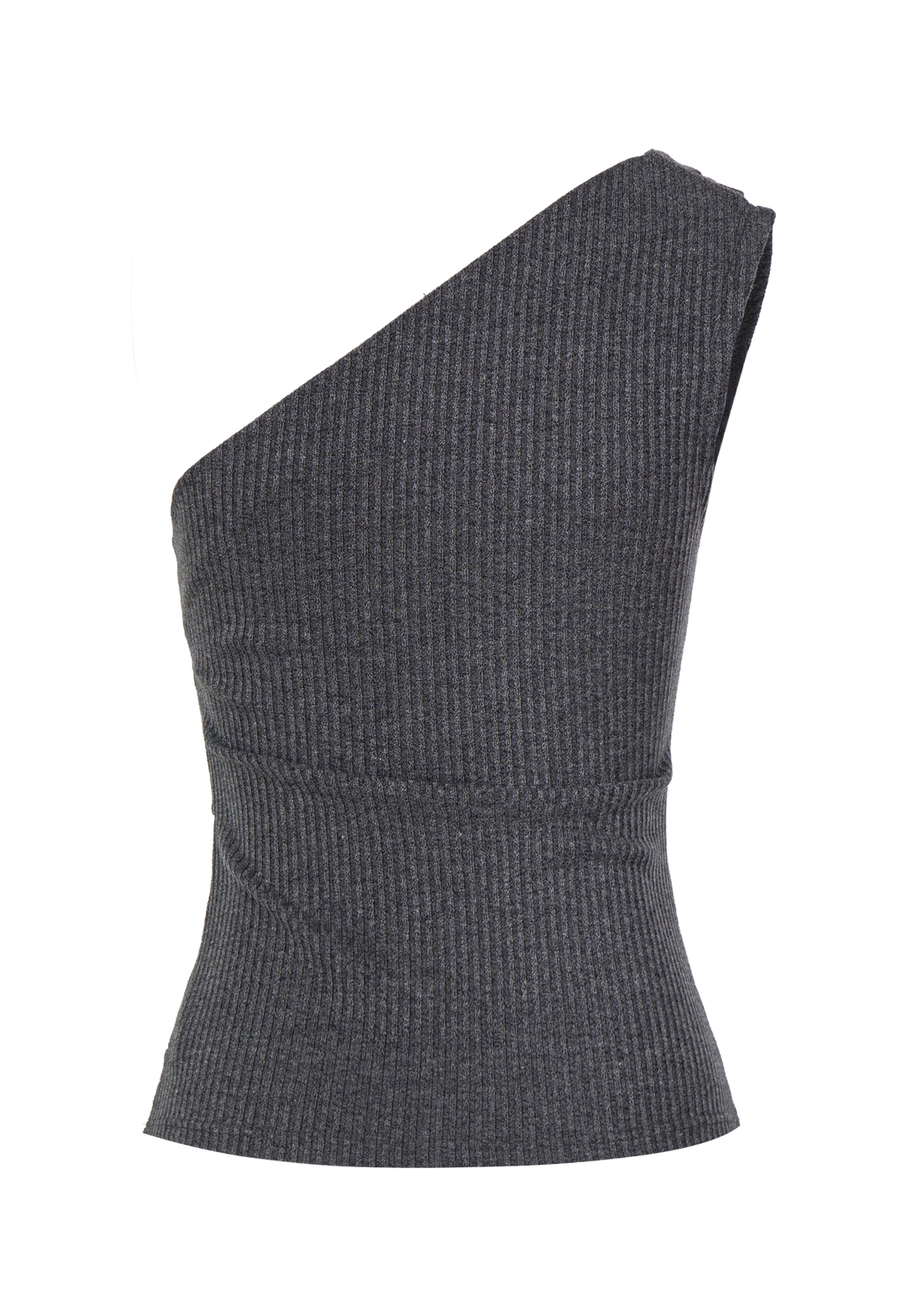 Women's One-Shoulder Knit Top in Charcoal