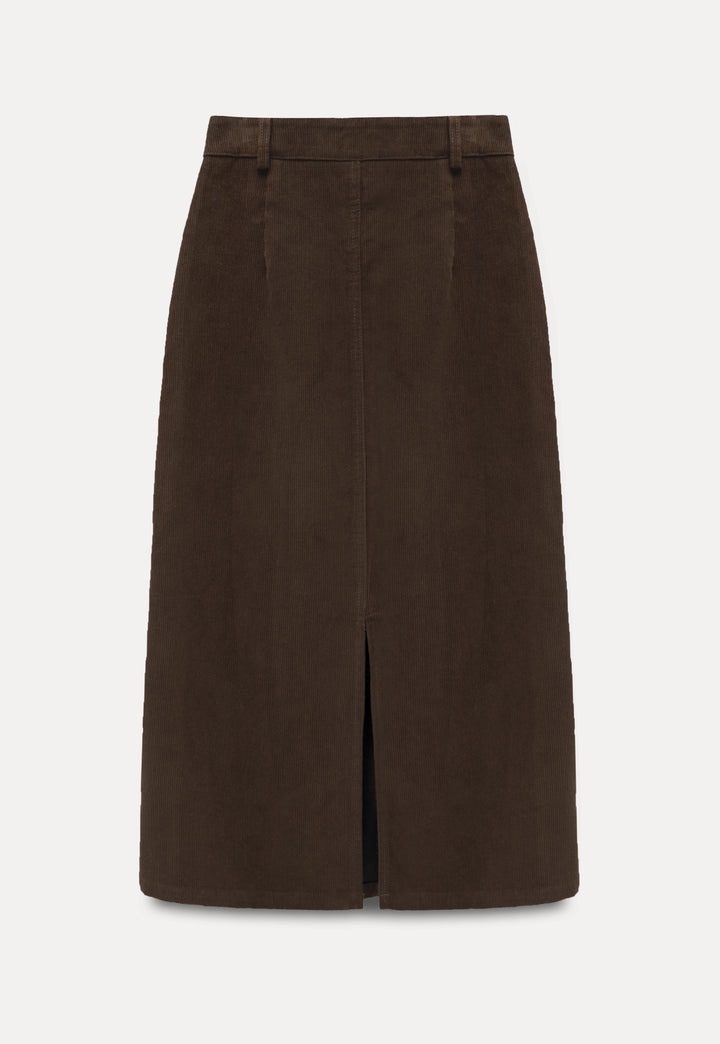 Women's High-Waist Corduroy Midi Skirt