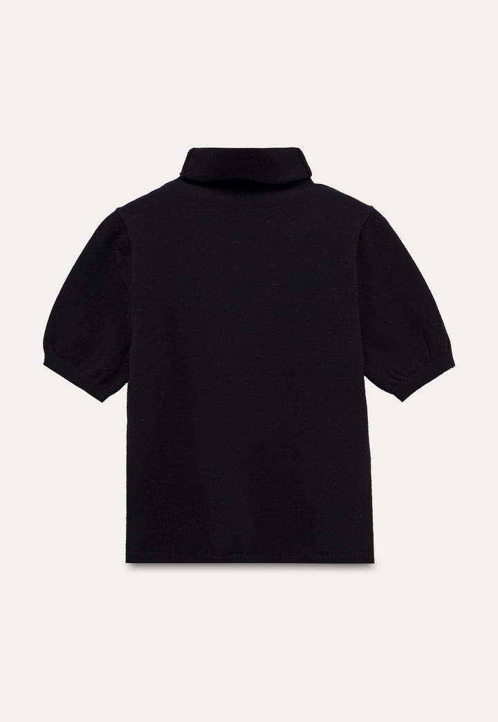 Women's Black Puff Sleeve Turtleneck Top