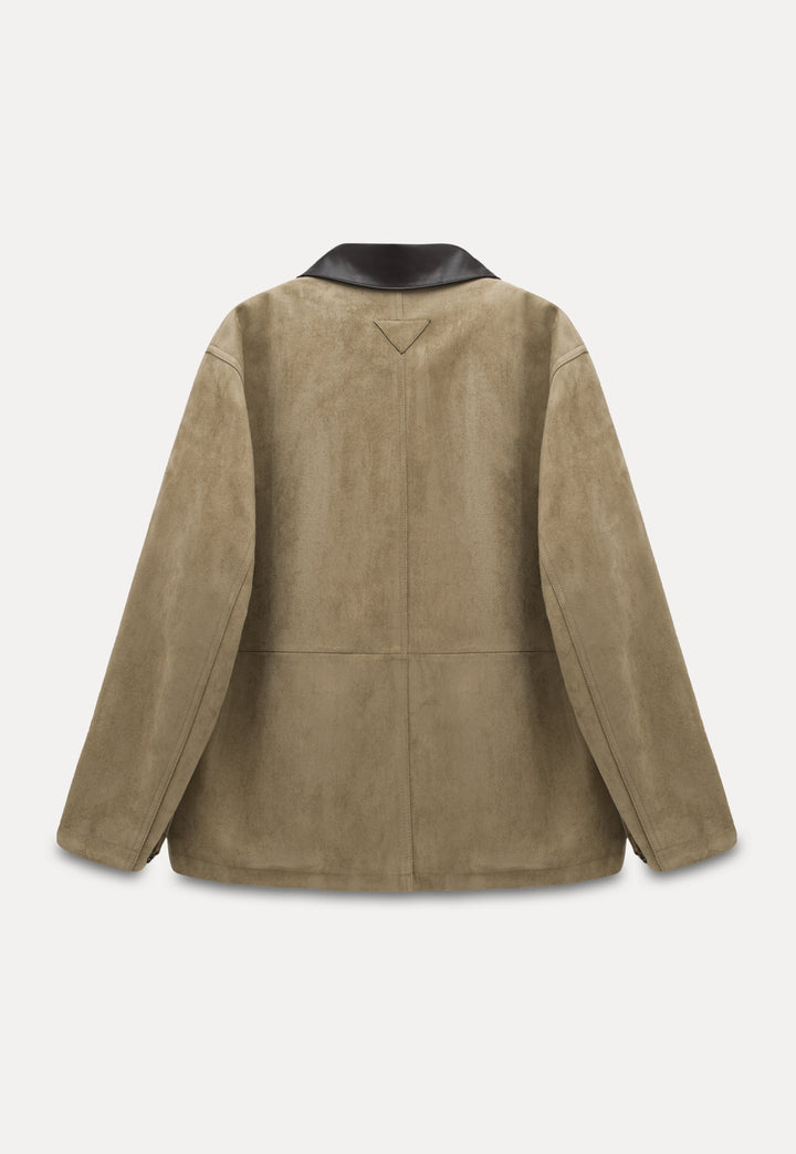 Women’s Suede Jacket with Leather Collar