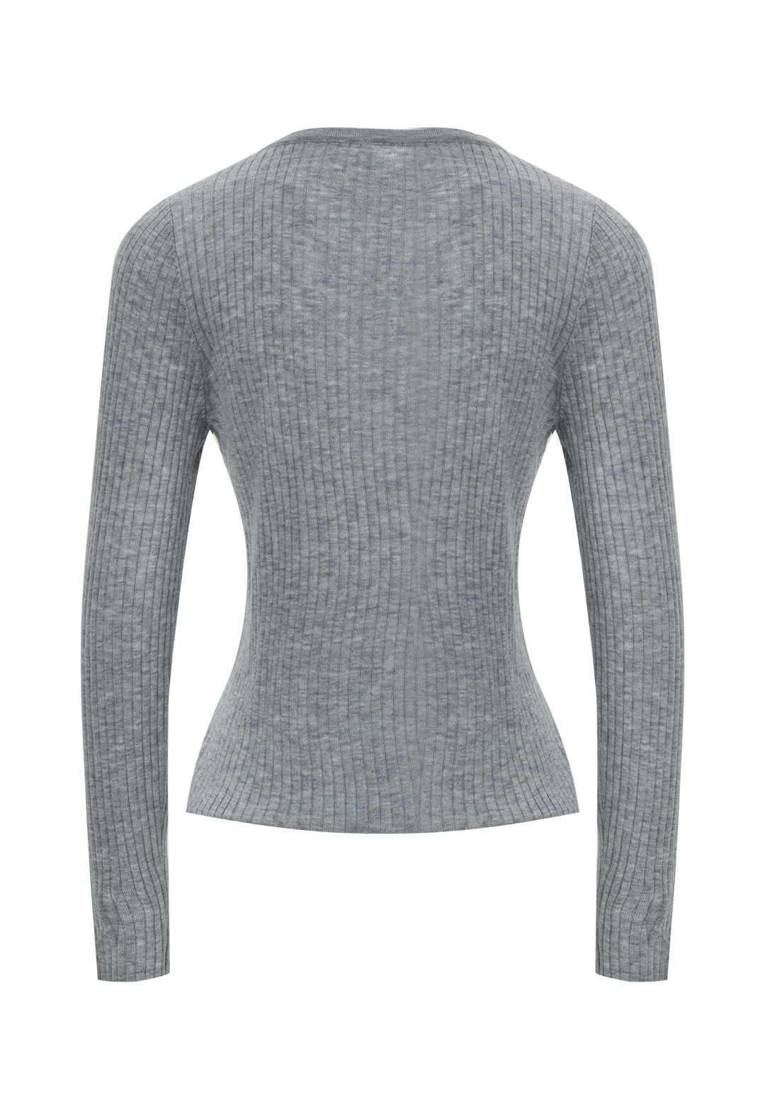 Women's Ribbed Knit Button-Down Long-Sleeve Top