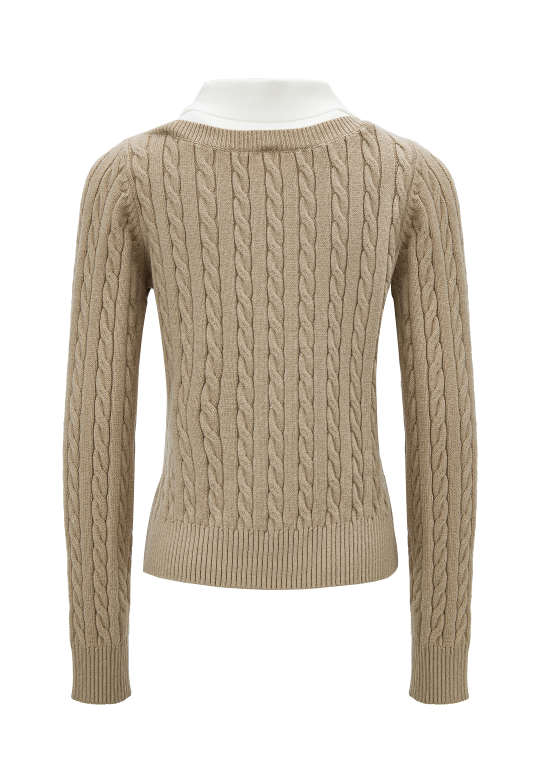 Women's Contrast Collar Cable Knit Sweater