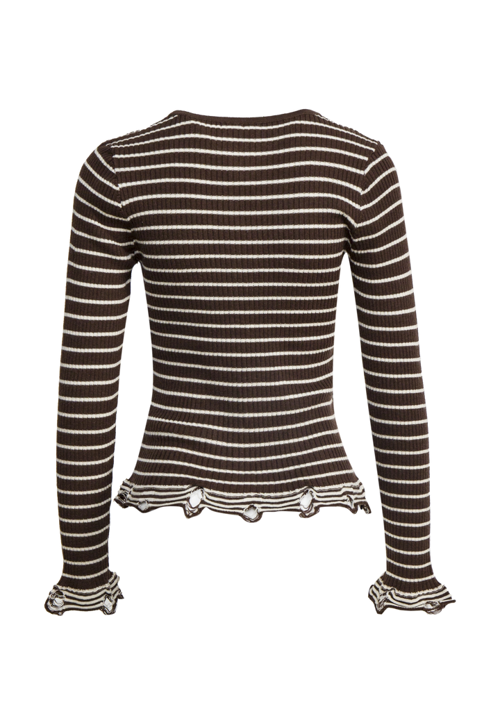 Women's Striped Ribbed Knit Cardigan