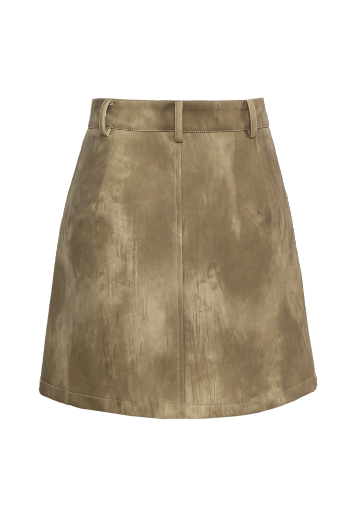 Women's High-Waisted A-Line Leather Skirt