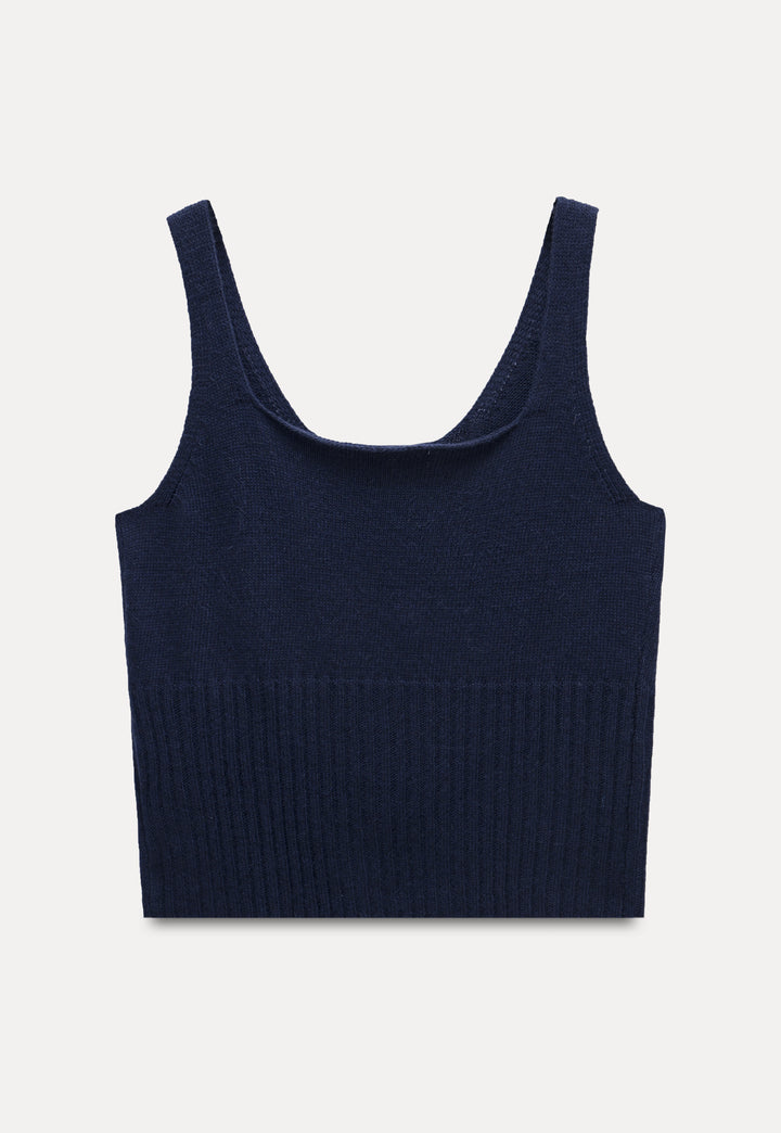 Zip-Back Ribbed Knit Tank Top