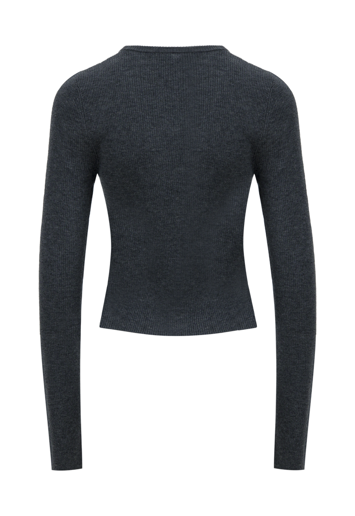 Basic Long-Sleeve Ribbed Knit Top