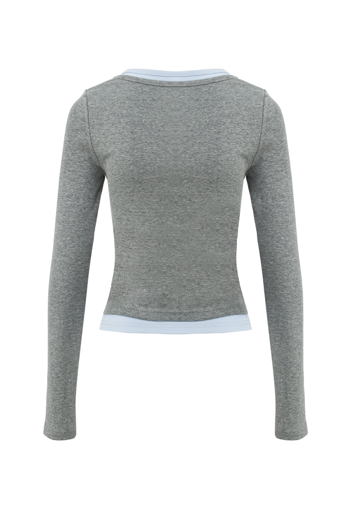 Layered V-Neck Long Sleeve Tee