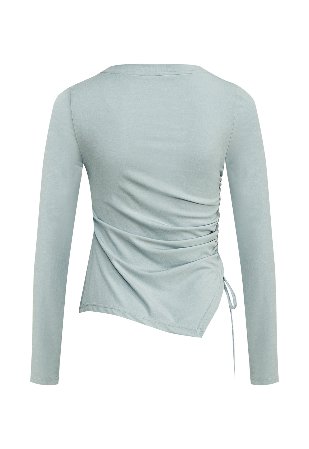 Ruched Side-Tie Long-Sleeve Top