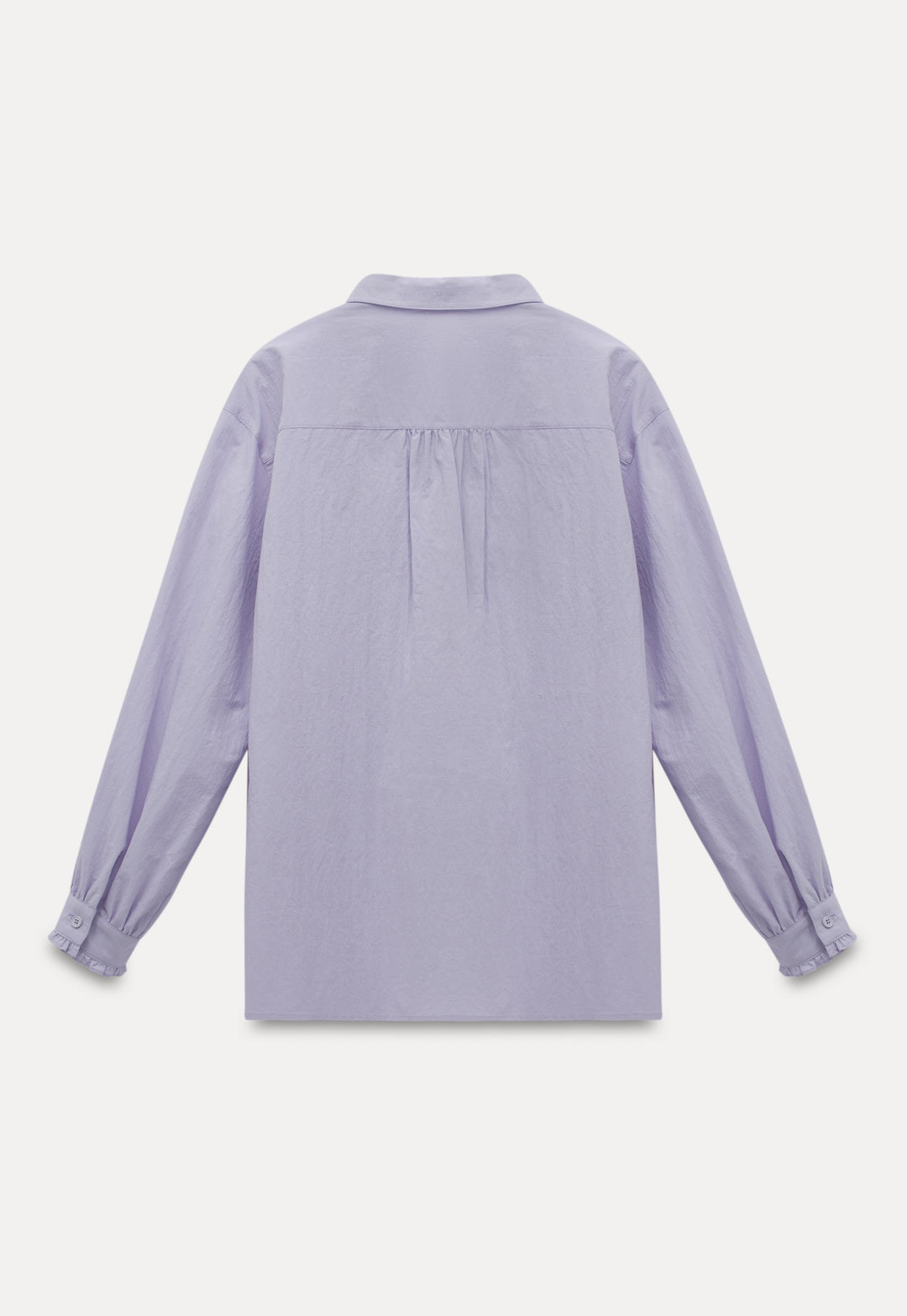 Women’s Lavender Ruffle-Front Button-Up Blouse