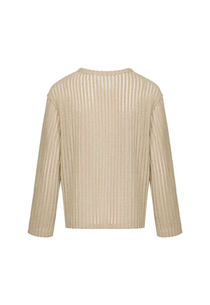 Women's Beige Knitted Top with Center Slit