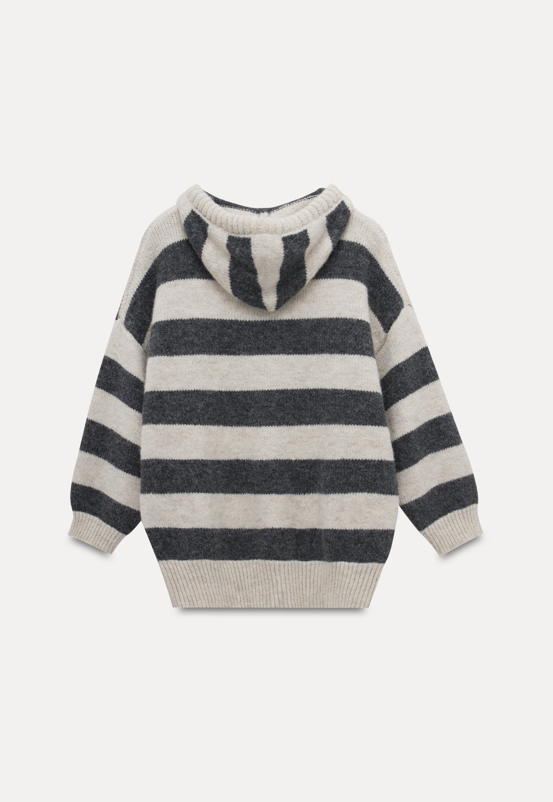 Women's Wide Striped V-Neck Hooded Sweater