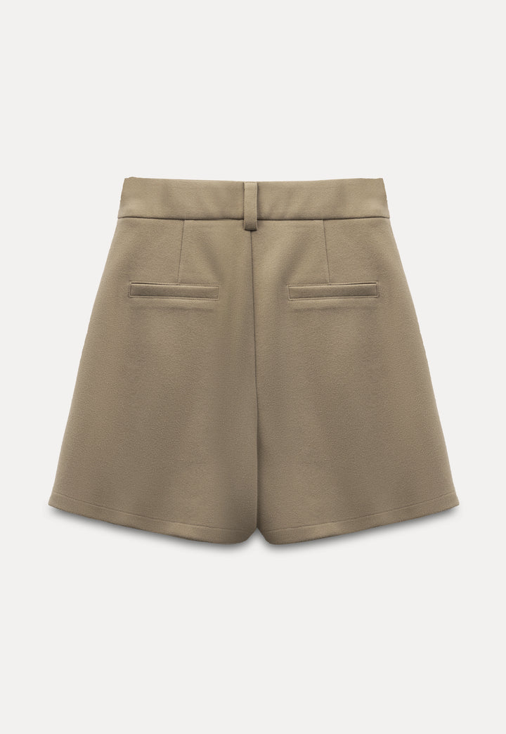 Pleated High-Waist Shorts