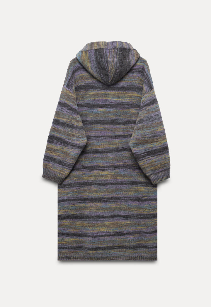 Multicolor Hooded Long Cardigan