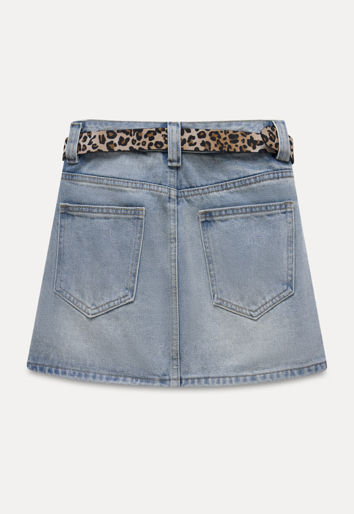 Women's Light Wash Denim Skirt Belt