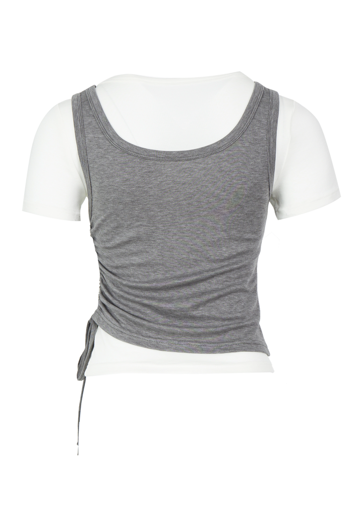 Women's Layered Look Side Ruched Top