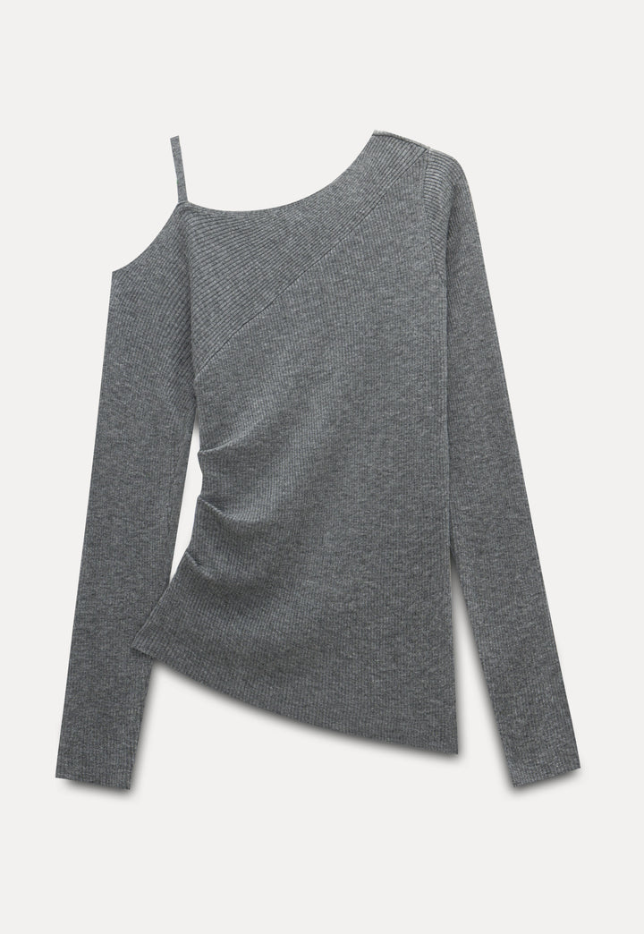 Asymmetrical Knit Top with Strap Detail