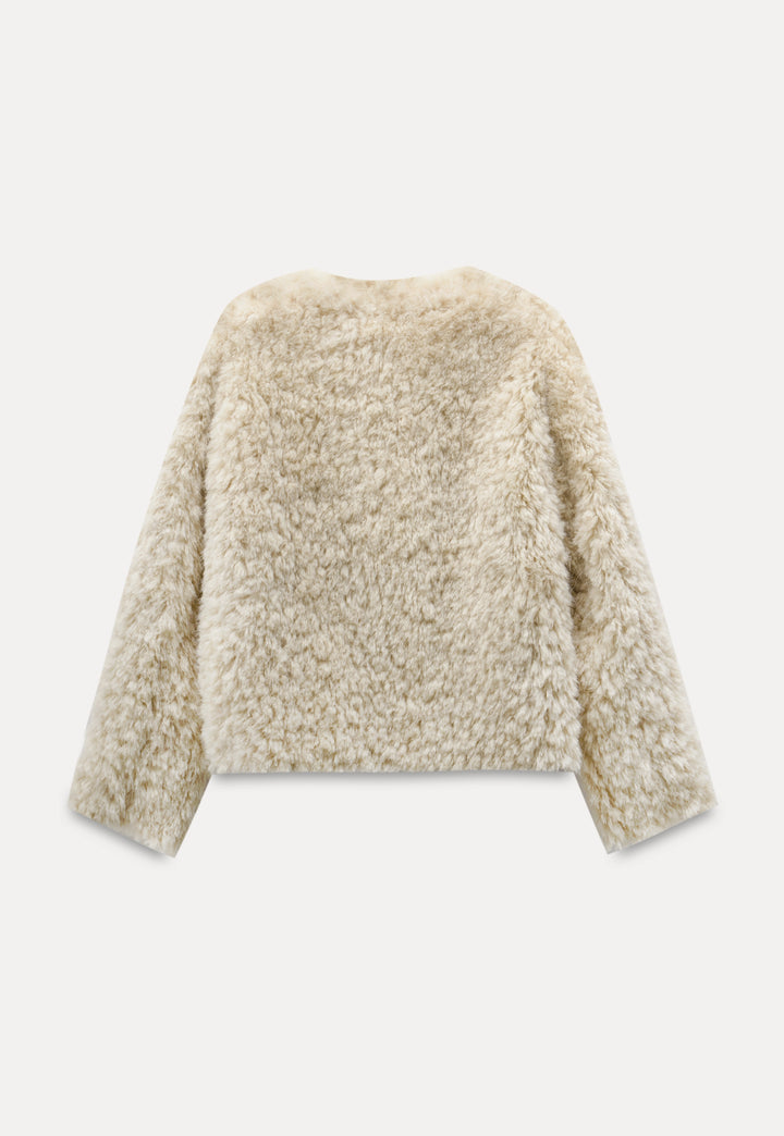 Women's Faux Fur Jacket with Toggle Closures