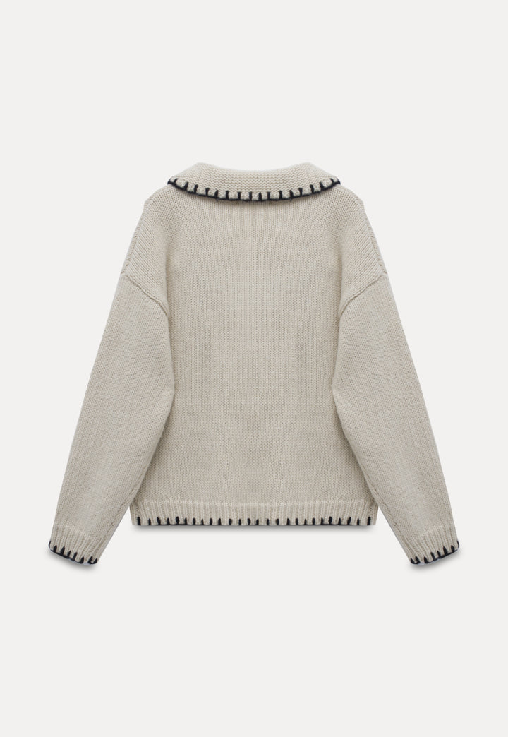 Women's Collared Zip-Up Sweater Cardigan