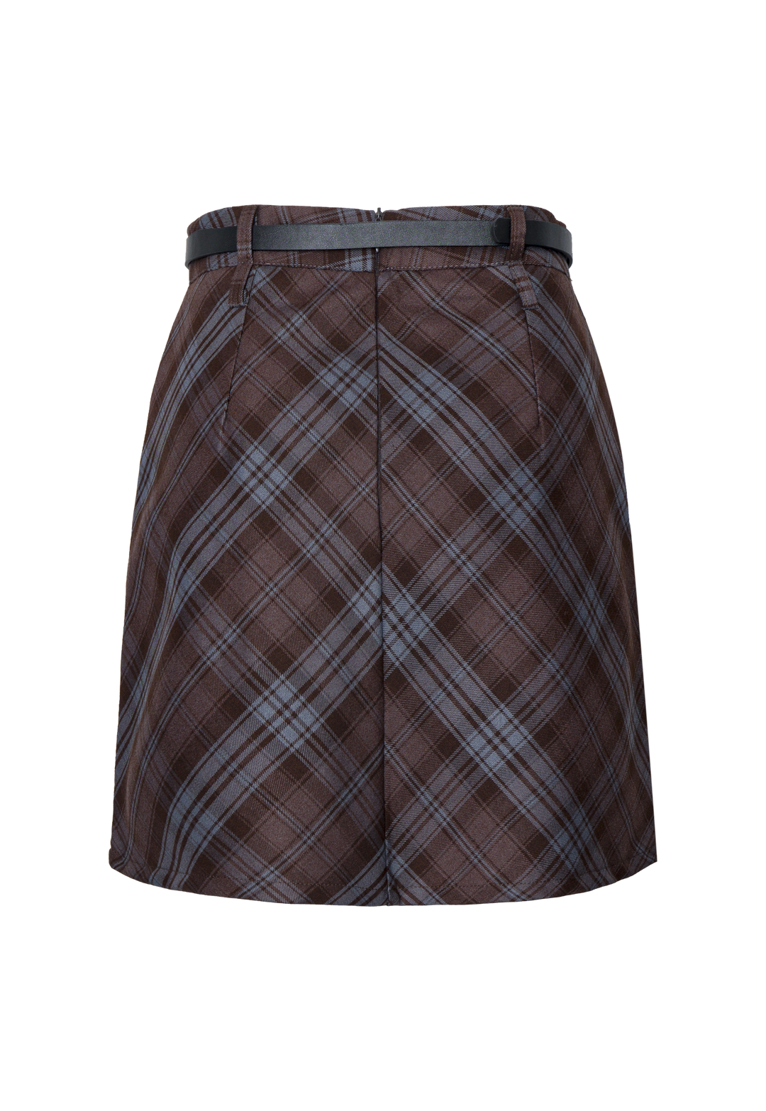 Women's Plaid A-Line Skirt with Belt