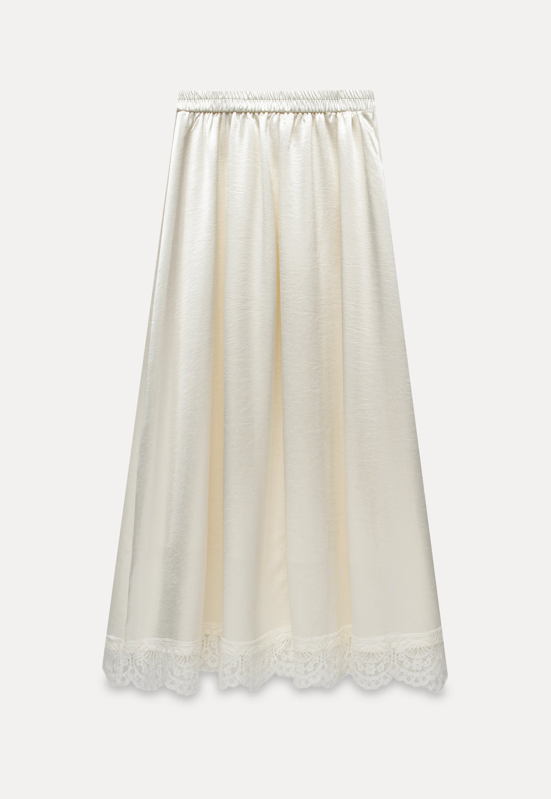 Women’s Satin Maxi Skirt with Lace Detail