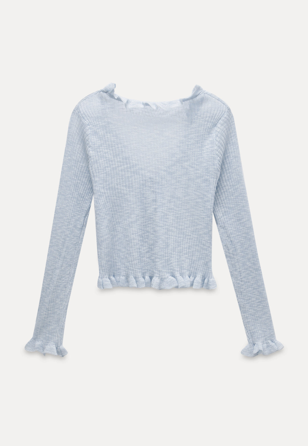 Ruffled Tie-Front Long Sleeve Top