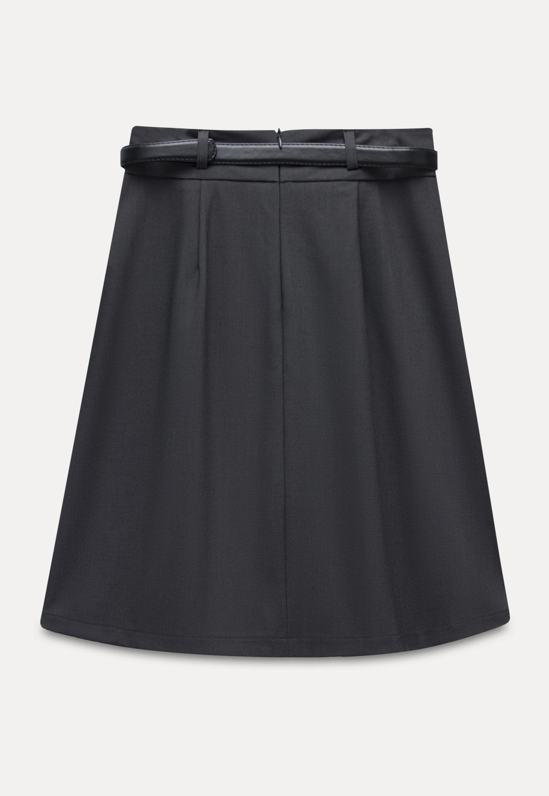 High-Waist Korean Style Pleated Midi Skirt With Belt