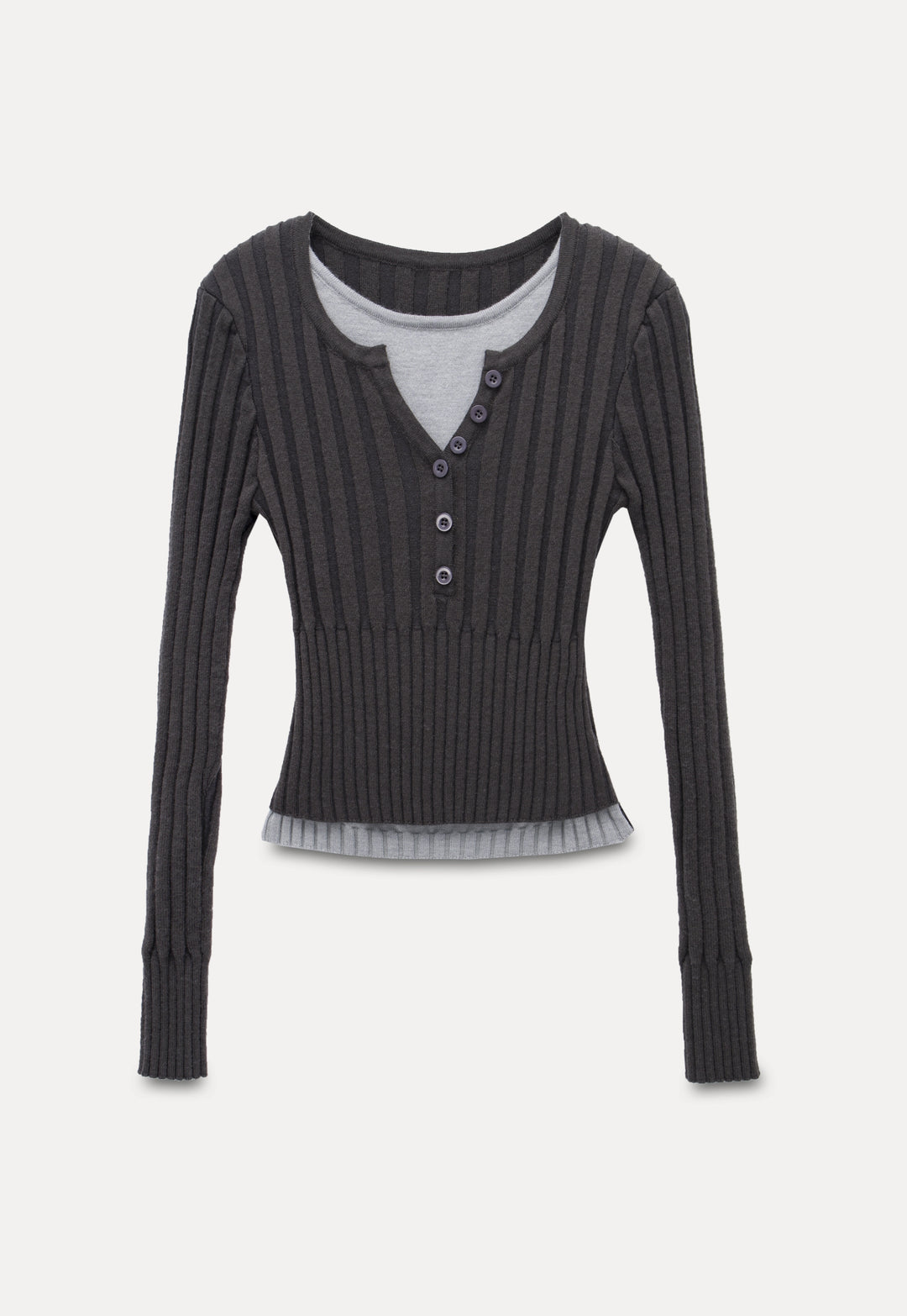 Women's Ribbed Henley Sweater Top