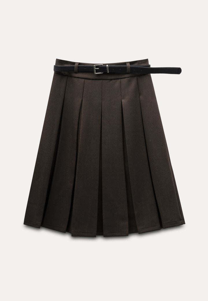 Women's Pleated Skirt with Belt Detail