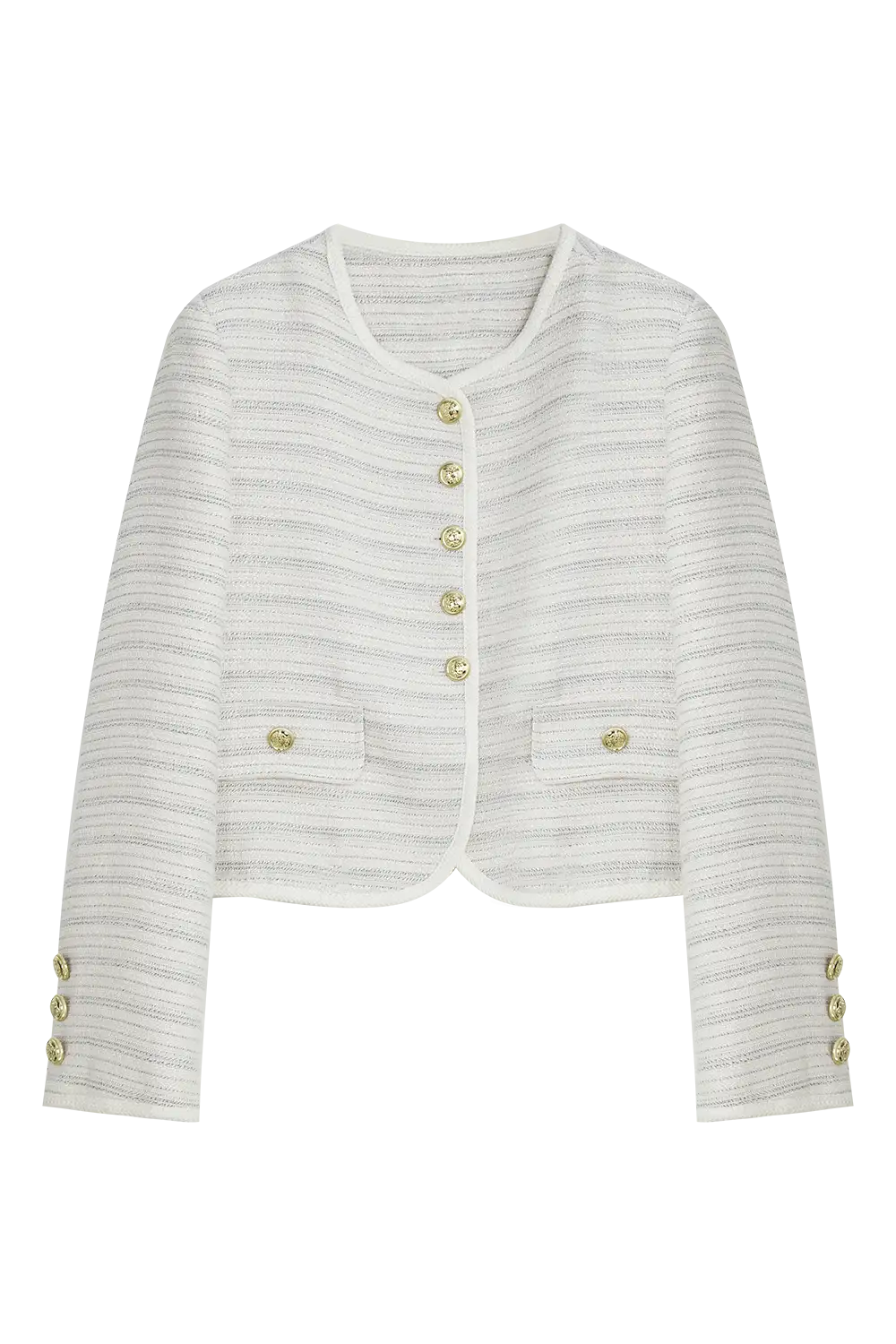 Textured Jacket with Gold Buttons Classic Women's Fashion