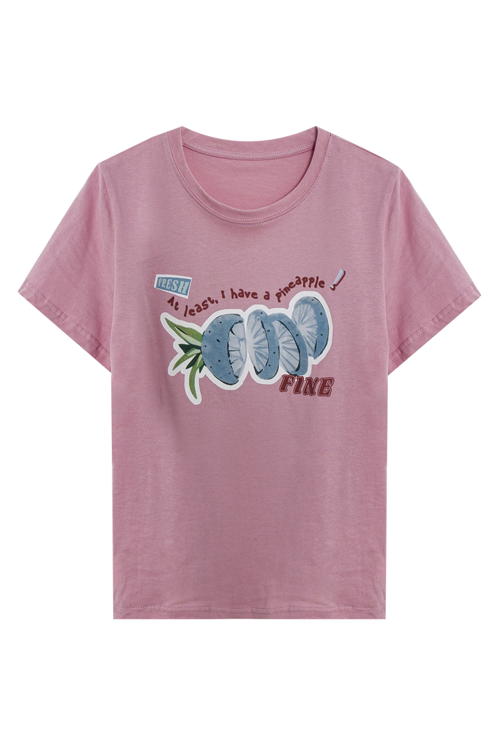 Women's Casual Pineapple Print T-Shirt - Fun & Playful Summer Style