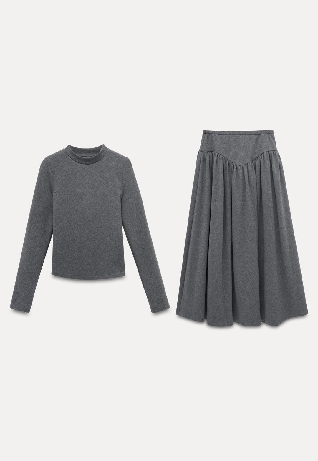 Long Sleeve T-Shirt & High-Waisted Pleated Skirt