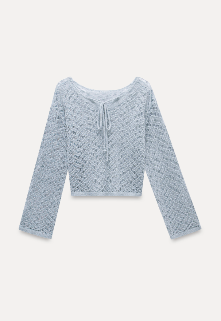 Openwork Knit Tie-Up Top