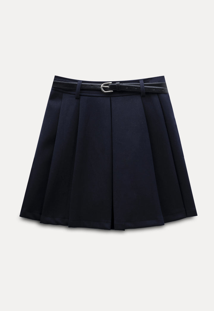 Women's Pleated Skirt with Belt