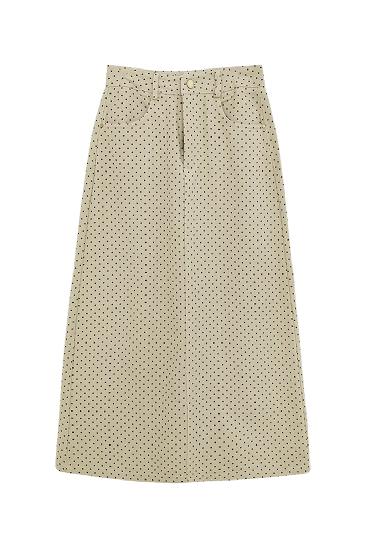 Chic Polka Dot A-Line Midi Skirt