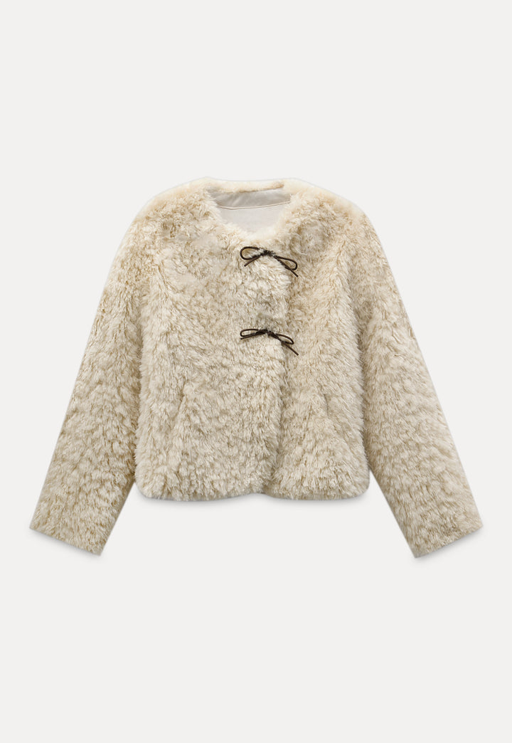 Women's Faux Fur Jacket with Toggle Closures