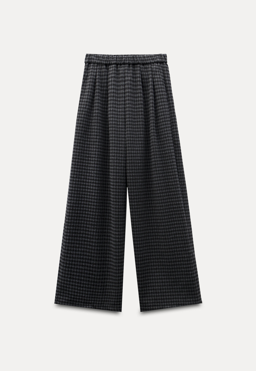 Elastic Waist Plaid Wool Casual Pants