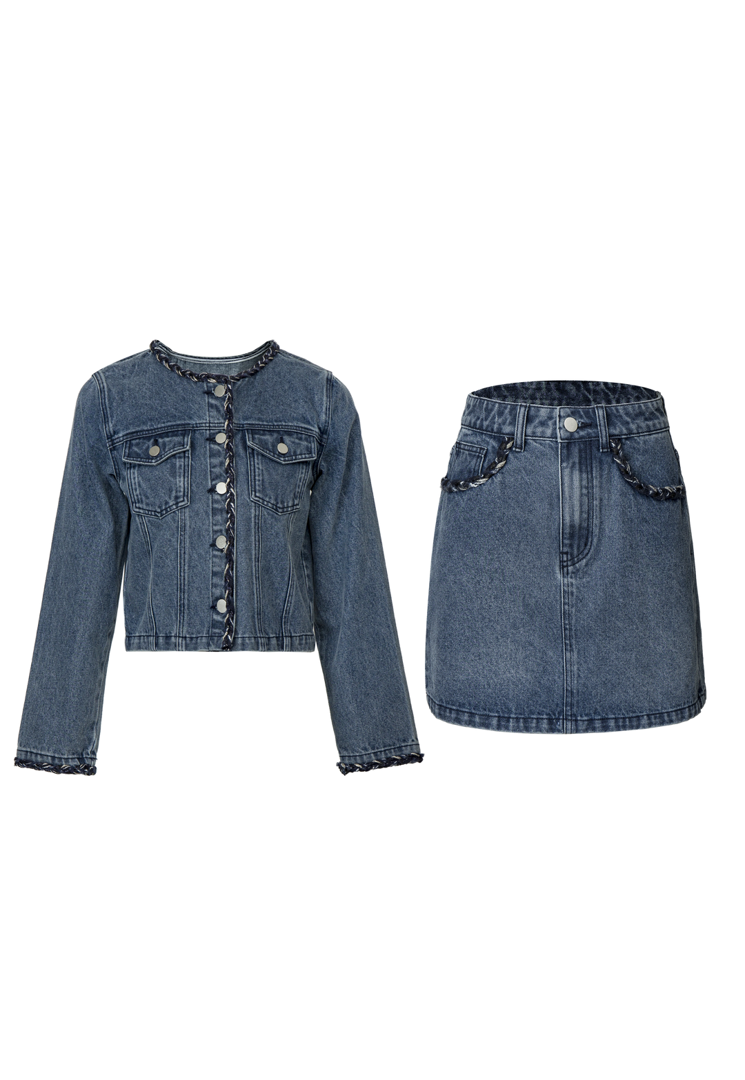 Women's Denim Jacket and Skirt Set