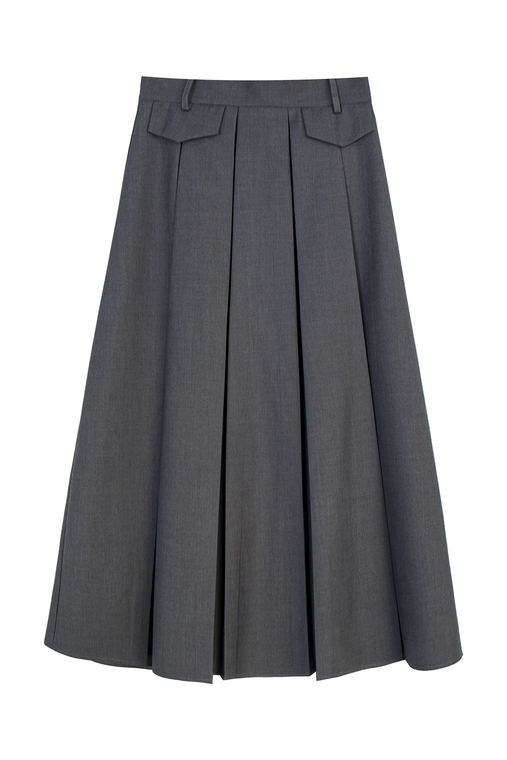 Jupe mi-longue plissée élégante avec rabat de poche